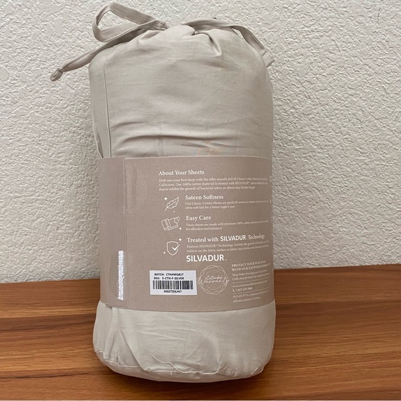 COSY HOUSE Collection Classic Cotton Bedsheets Silver FULL 4-pc Set NEW - Picture 2 of 9